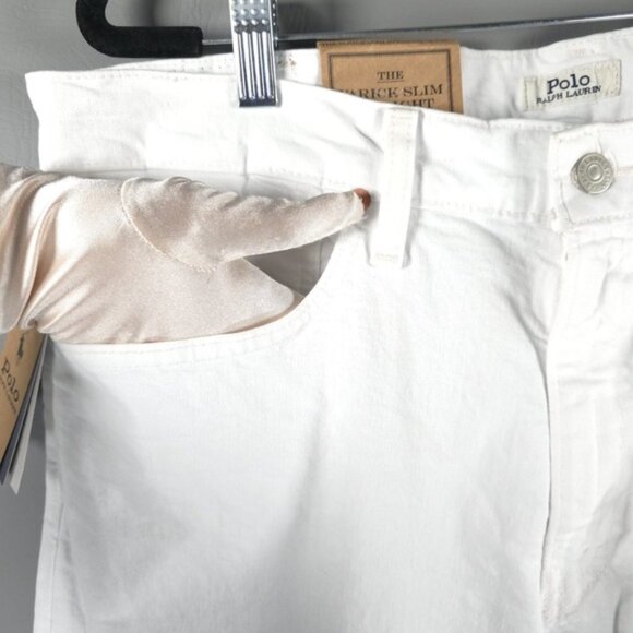 NWT POLO RALPH‎ LAUREN THE VARICK SLIM STRAIGHT Core Replen White Jeans 36X30 - Picture 14 of 16